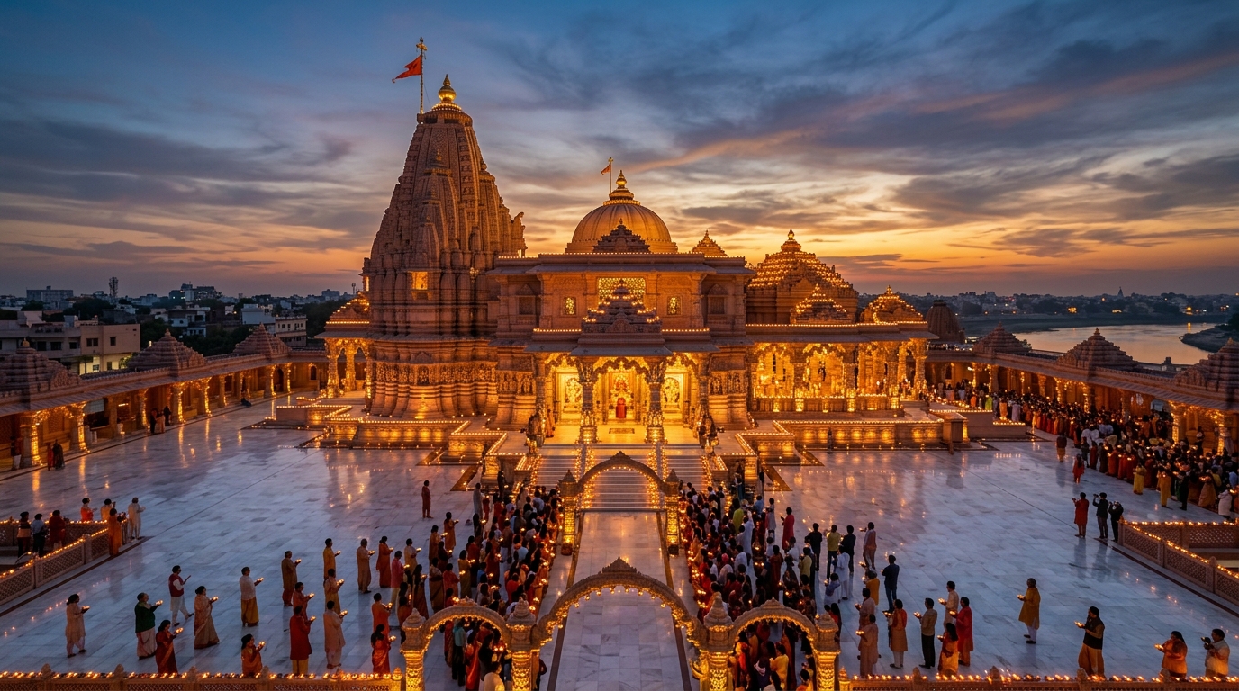 Shri Ram Mandir Ayodhya Grand Sanctum at Twilight